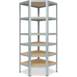 shelfplaza HOME 200x90x60 cm Eckregal in verzinkt mit 6 Böden und 145 kg Traglast pro Boden