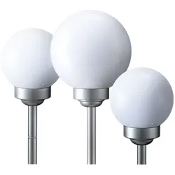 3er Set LED Solar Leuchte Kugeln Steckleuchten Gartenlampe Solarleuchte 15 und 20 cm Durchmesser