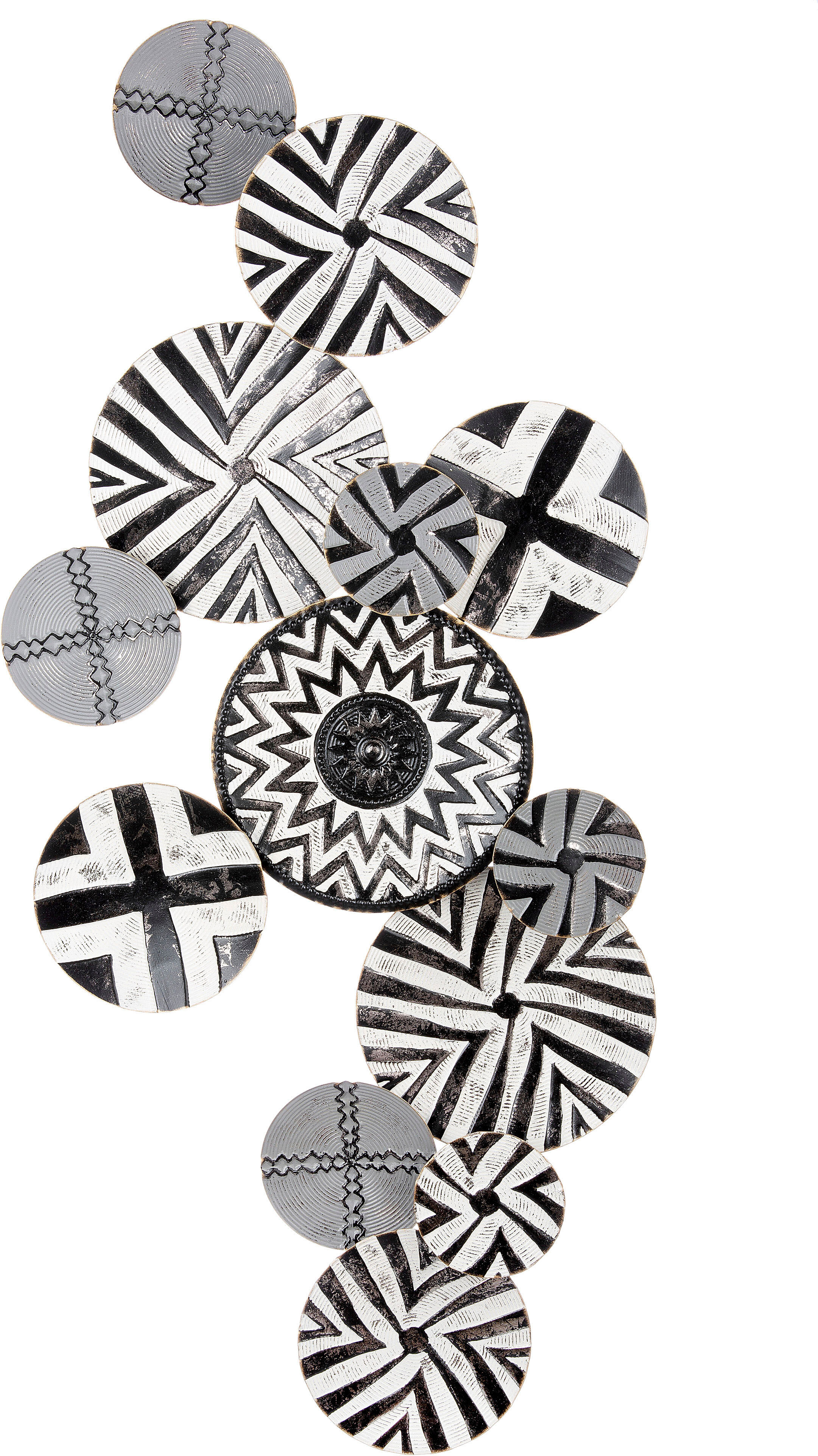 Wanddekoobjekt CASABLANCA BY GILDE "Wandrelief Zagora", schwarz-weiss (schwarz, weiß), B:132cm H:60cm T:8cm, Metall, Wanddekoobjekte, Wanddekoobjekt schwarz, weiß B/H/T: 132cm x 60cm x 8cm