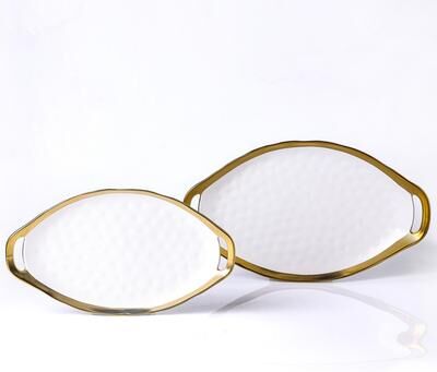 Stone Lain Florian Porcelain 2-Piece Oval Plate with Handle Service Set