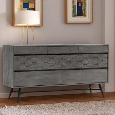 ZWYO HOSIMU "47.2"" Wide Wooden 6-Drawer Dresser with Metal Legs and Spacious Storage"