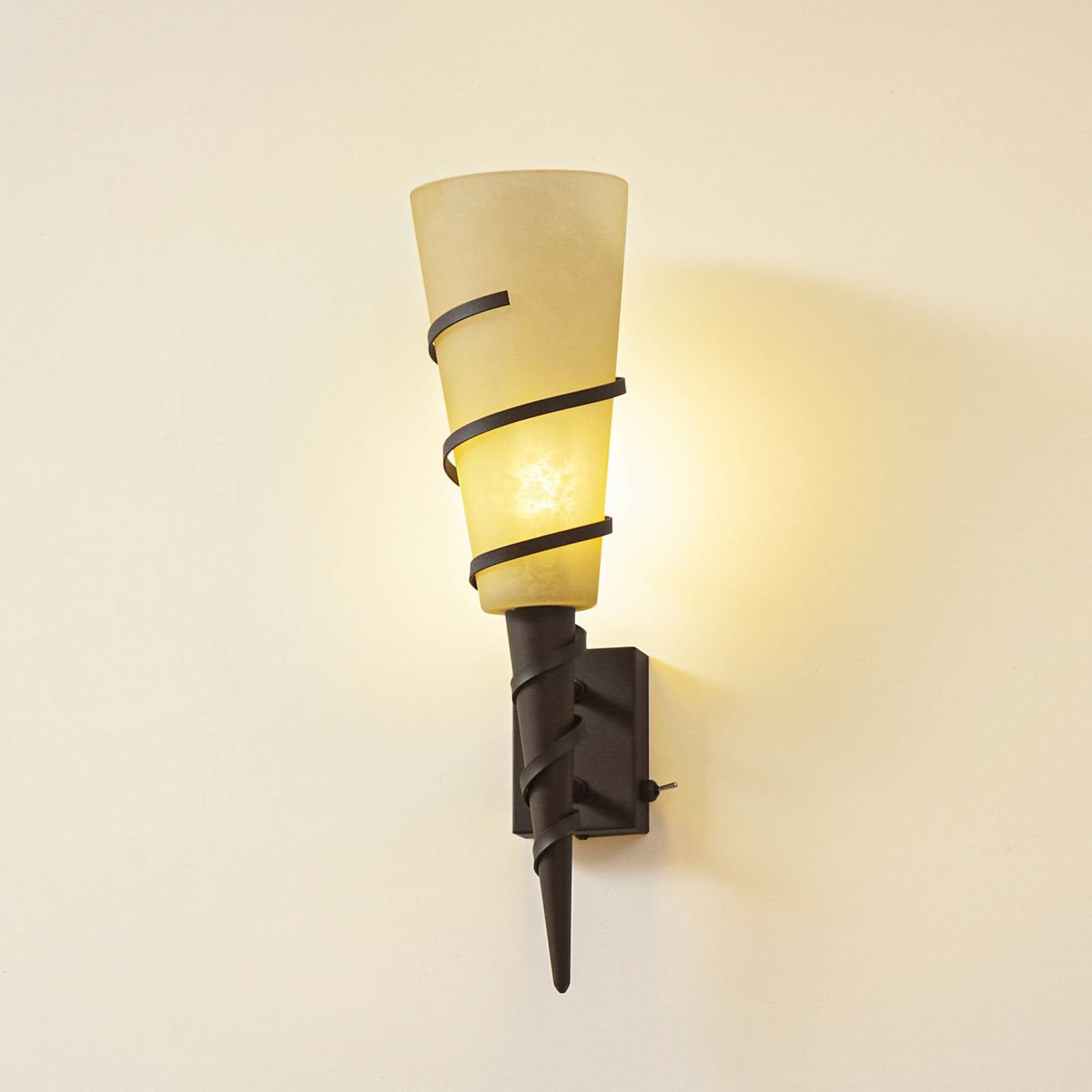 Lindby Wandlamp Bruin, Dimbaar, Metaal en Glas, Rustiek Design