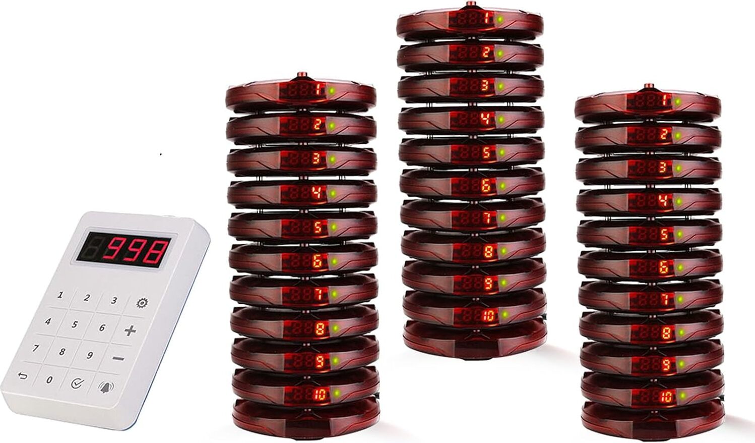 Retekess TD158 Pager Rufsystem, 30 Restaurant Pager System, Outdoor 500M, LED Röhrenanzeige, 4 Rufmodi, Gastro Pager für Food Truck, Hotel, Bar