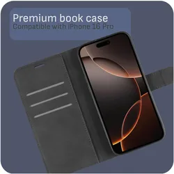 Cazy Premium-Geldbörsen-Etui, Magnetisches Geldbörsen-Etui, Kartenfächer, Ständer (Apple iPhone 16 Pro), Smartphone Hülle, Schwarz
