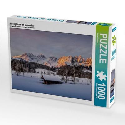 CALVENDO Puzzle Alpenglühen im Dezember 1000 Teile Puzzle quer | 1000 Teile Lege-Größe 64 × 48 cm Foto-Puzzle für glückliche Stunden