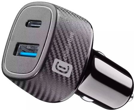 Carregador de Isqueiro Cellular Line USB+ USB-C 30W - Preto