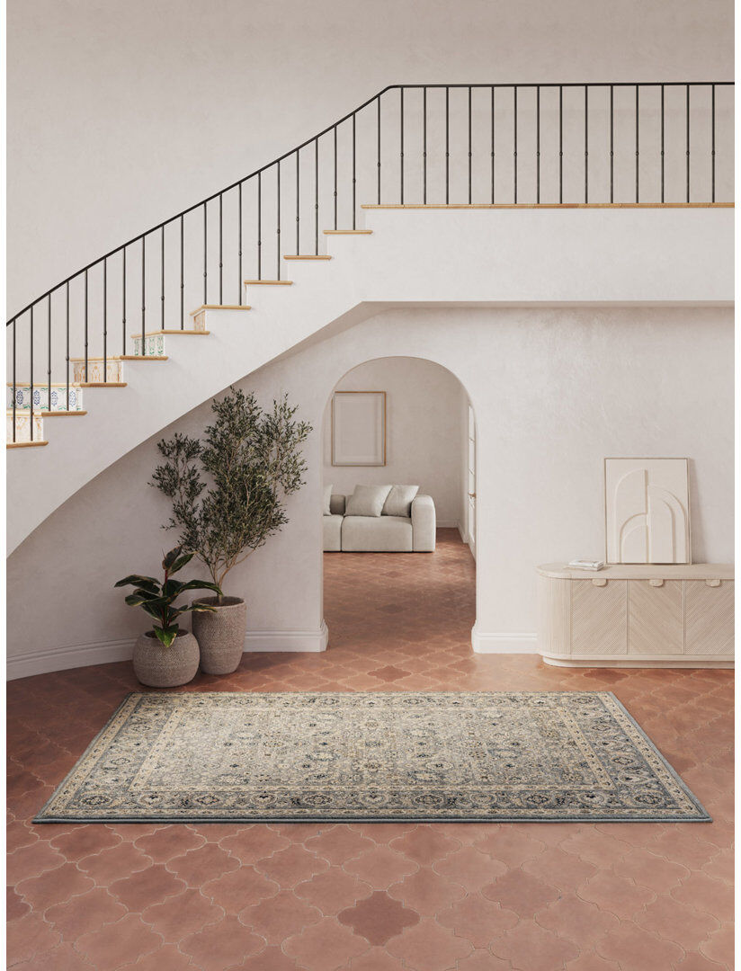 Marlow Home Co. Da Vinci Power Loom Rug Cream;Grey;Blue Rectangle 200 x 290 cm