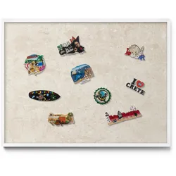 MAGNETTAFEL 80x60 cm Weißer Rahmen Eleganter Heller Stein