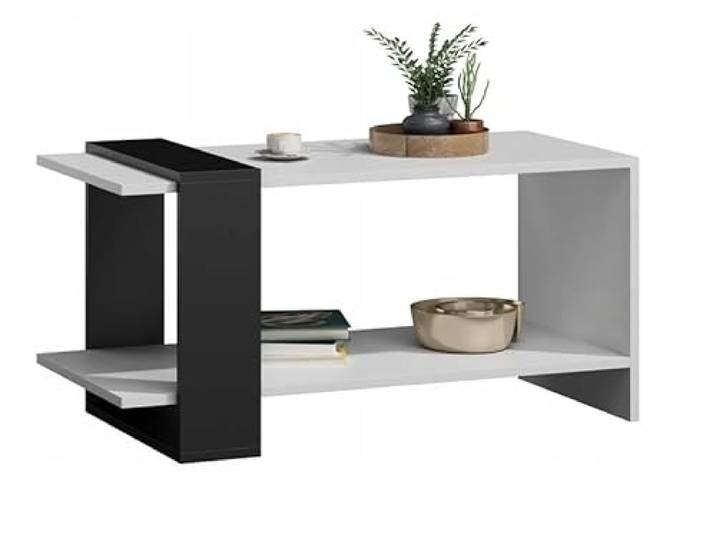 MATKAM Eleganter Couchtisch WIKA, H51,8 x B100 x T53,6 cm, Perfekt für Moderne und Klassische Innenräume, Loft-Retro (Weiß-Schwarz)