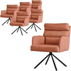 ESSZIMMERSTUHL 6er Set drehbar Orange Stoffbezug