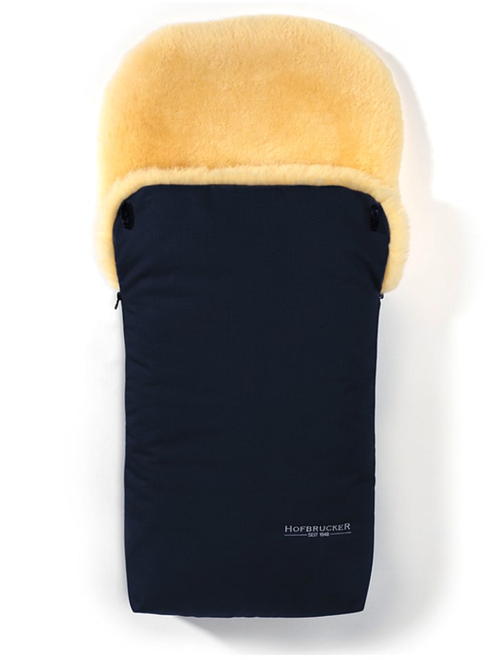 Hofbrucker Lammfell-Fußsack "Putzi" in Dunkelblau - (L)90 x (B)34 cm - onesize