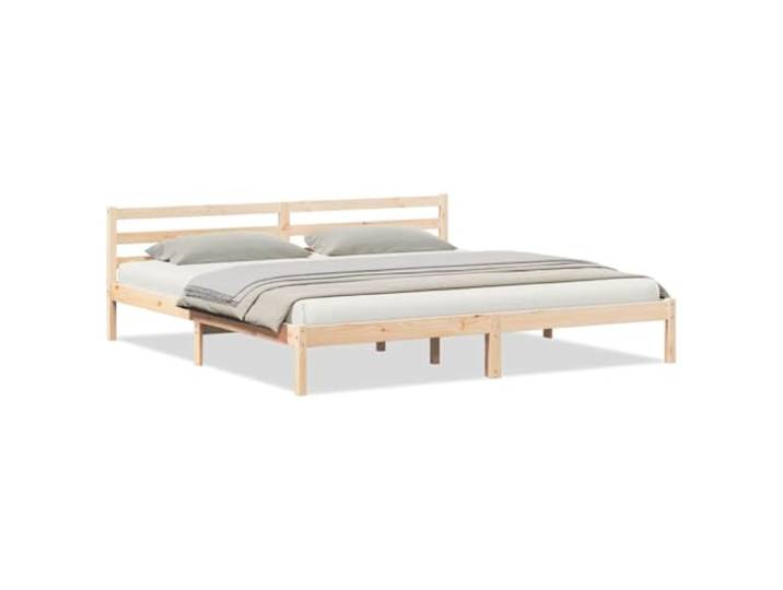 KTHLBRH Bettgestell aus Massivholz, Kiefer, Braun, 225,5 x 205,5 x 69,5 cm Wesentliches Design mit Kopfteil und Lattenrost, Tragkraft 200 kg, für Schlafzimmer