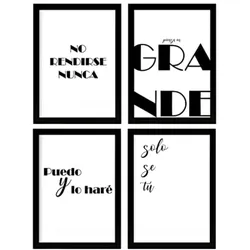 POSTER Set mit 4 Nachdenken TypografieStil A3 Rahmenlos