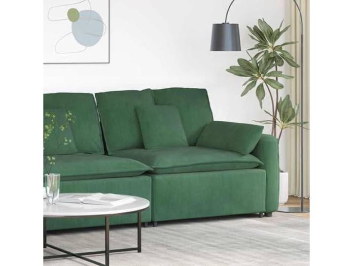 HKQWPBF Modulares Sofa Endmodul mit Armlehne Kissen Dunkelgrün 100cm Cordstoff Polsterung, Schaumstofffüllung, stabiler Metallrahmen, Armlehne links oder rechts montierbar