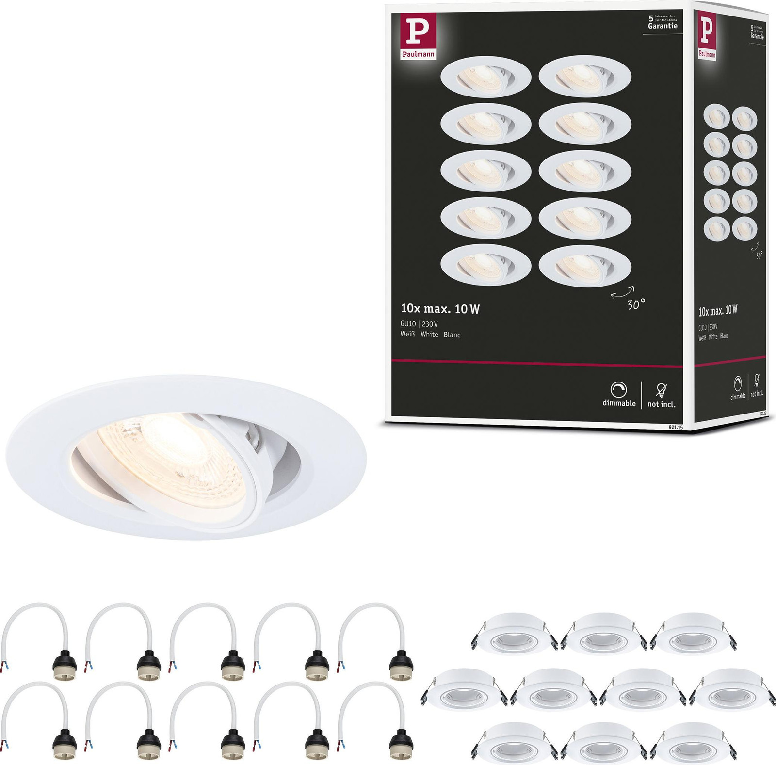 Paulmann Led Inbouwlamp Set van 10 Kantelbaar