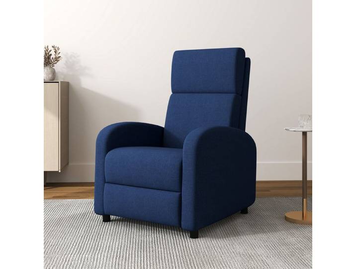 Fauteuil relax inclinable manuel à 160° avec repose-pieds en tissu bleu