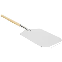 Relaxdays eckige Pizzaschaufel, Aluminium Pizzaschieber mit Holzgriff, Brotschieber für Backofen HBT: 3x30,5x79cm, grau