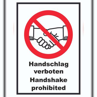HB-Druck Handschlag verboten Handshake prohibited Schild Symbol und Text Schild A0 (841x1189mm)