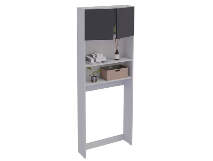 VCM Badmöbel Waschmaschinenschrank Weiß/Anthrazit 70x21x182 cm 2 Türen Schafft zusätzliche Ablage über der Waschmaschine - im Badezimmer - für Mieter und Eigentümer - Holzwerkstoff