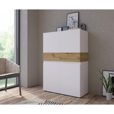 Highboard HOME AFFAIRE "Rimini", braun (alpinweiß, artisan eiche), B:89,9cm H:129,4cm T:40cm, Holzwerkstoff, Sideboards, Highboard, Höhe 129 cm