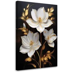 WANDBILD magnolienblüten goldener minimalismus