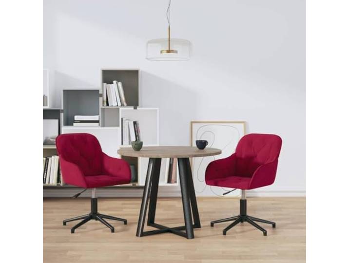 RJPLMFV Esszimmerstühle, drehbar, Bordeauxrot, 2 Stück Höhenverstellbar, drehbar 360°, stabiler Metallrahmen, Kapazität 110 kg, weicher Stoff, luxuriös