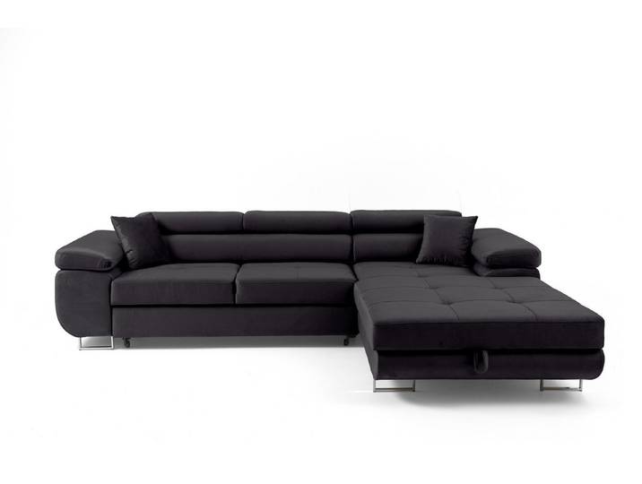Muffo Ecksofa ALONZO, Metallfüße, Liegefläche 125x195, verstellbare Kopfstützen, Bettzeugbehälter