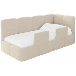 EINZELLBETT Jugendbett mit Bettkasten, Links - KIVY 90x200 Dunkelbeige