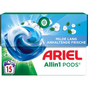 Ariel Waschmittel All-in-1 Vollwaschmittel Universal+, Pods, frische Baumwollblüte, Waschladungen 15