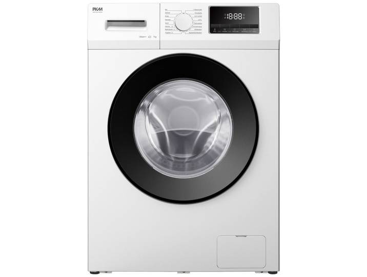 PKM Waschmaschine, Weiss, Metall, Kunststoff, Glas, 59.5x85x49.5 cm, Startzeitvorwahl, Kindersicherung, Einknopfbedienung, LED-Anzeigen, Unwuchtkontrolle, verstellbare Standfüsse, Elektrogeräte, Haushaltsgeräte, Waschmaschinen