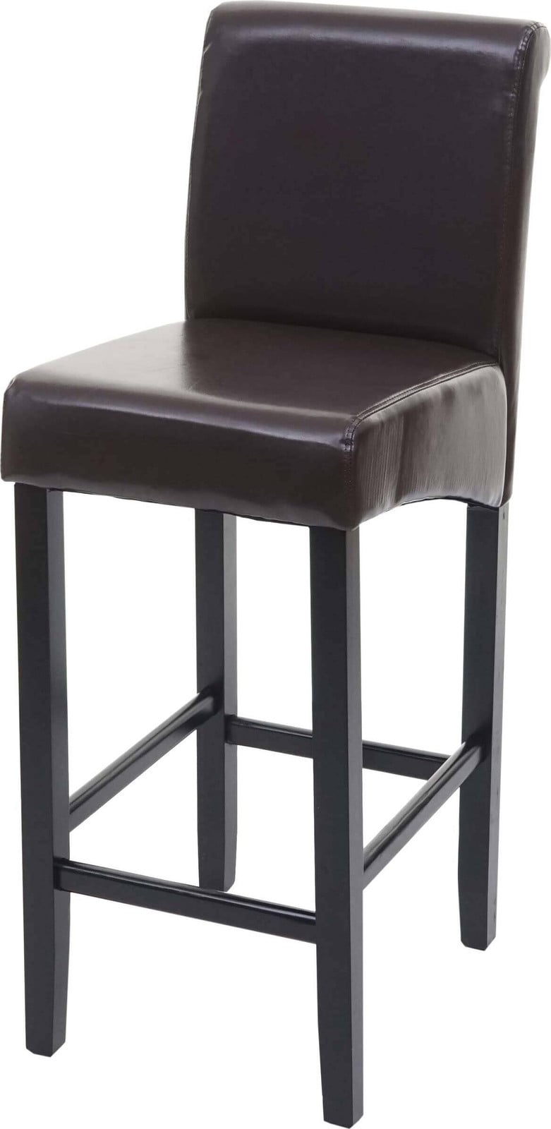 Mendler Barkruk HWC-C33, Bruin, Hout en Leer met Donkere Poten