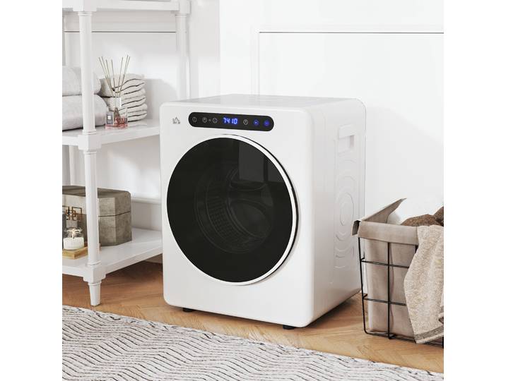 HOMCOM Sèche-Linge 4kg 1000W 6 Modes Minuterie Acier Blanc