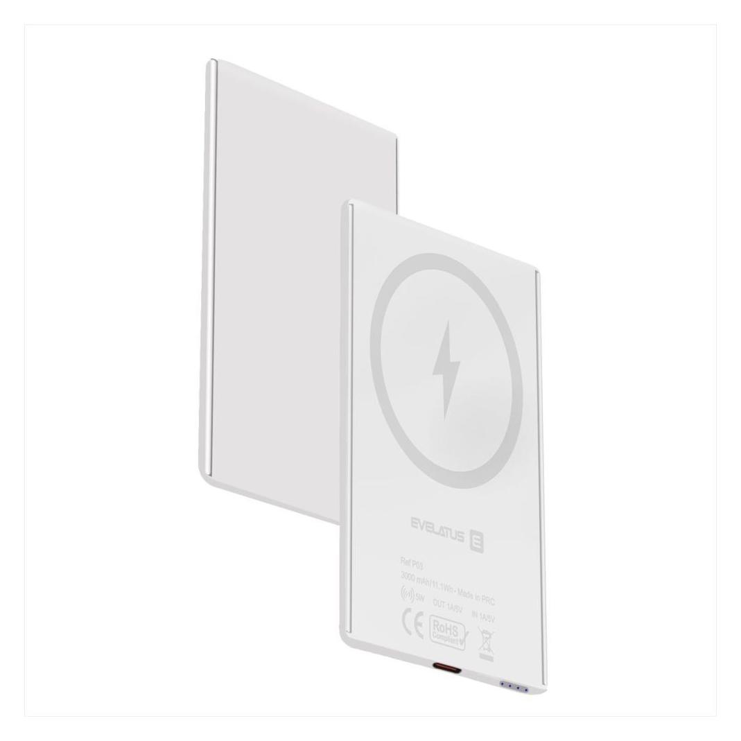 Evelatus Power bank 3000mAh Power Bank Super Slim With Wireless charging White (3000 mAh, 5 W) (EVELATUS)