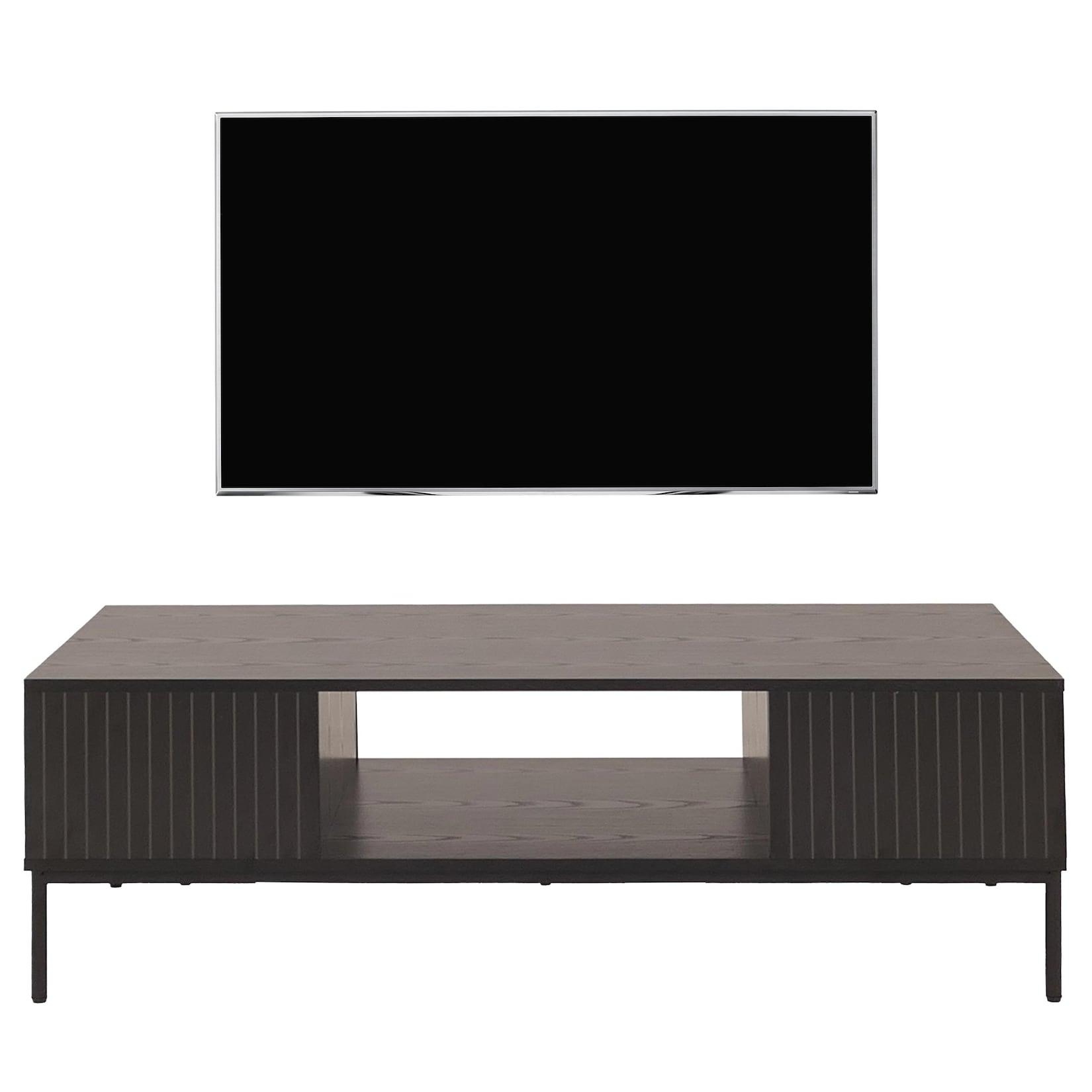 TV-Rack MCW-O39, TV-Board Fernsehtisch Lowboard TV-Schrank Ablage Fächer, Melamin MDF 39x120x60cm ~ Holzoptik schwarz