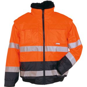 Planam Arbeitsjacke Warnschutz Comfortjacke 2046, Warnschutzjacke, orange-marine, wasserdicht, Größe L