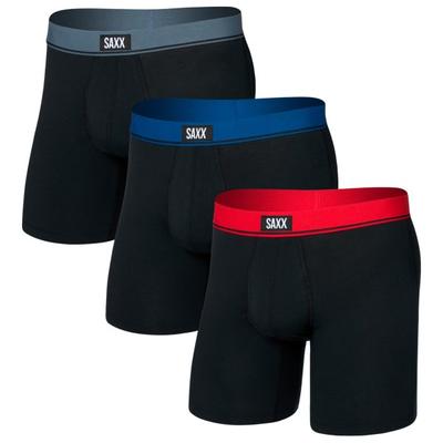 Saxx - Essential Cotton Boxer Brief Fly 3-Pack - Alltagsunterwäsche Gr M schwarz