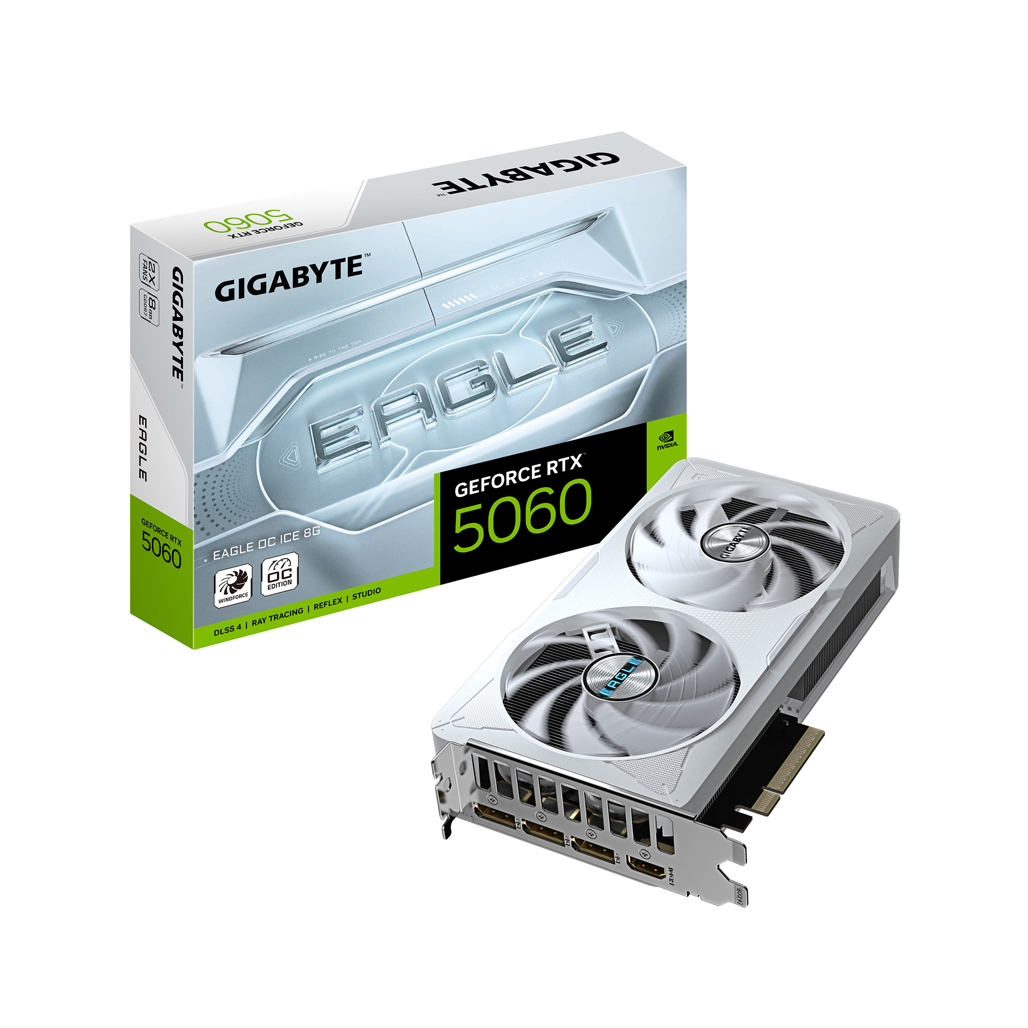 GIGABYTE GeForce RTX 5060 EAGLE OC ICE 8GB Grafikkarte HDMI/DP GV-N5060EAGLEOC ICE-8GD
