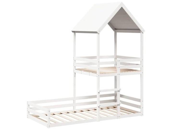 vidaXL Etagenbett mit Dach Weiß 90x200 cm Massivholz Kiefer