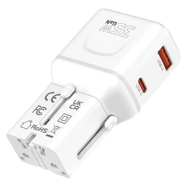 Mobile Origin 35W Travel Adapter, EU/US/UK/AU PW25, white (MO-PW25-WHT)