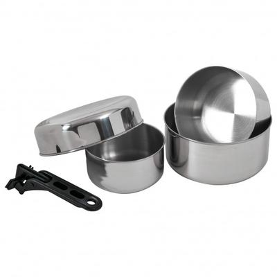 Basic Nature - Biwak Edelstahl 2 - Topf-Set Gr 0,75 + 1,1 + 1,8 l grau