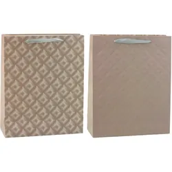 Geprägte beige Geschenktüte 32 x 26 x 10 cm