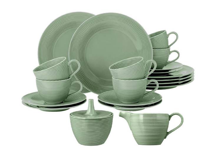 Seltmann Weiden Kaffeeservice Seltmann Weiden Beat Salbeigrün Kaffeeservice 20-tlg., 6 Personen, Porzellan