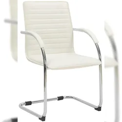 DELUKE Besucherstuhl NAIROB - Kunstleder Weiß 56x60x95 cm | Besucherstühle Konferenzstuhl Wartezimmerstuhl Bürostühle Bürostuhl Konferenzraum Wartezimmer