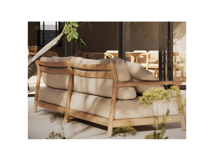 Ensemble de canapés d'extérieur en teck moderne, style assise profonde, pour villa, patio, jardin, mobilier de luxe en bois