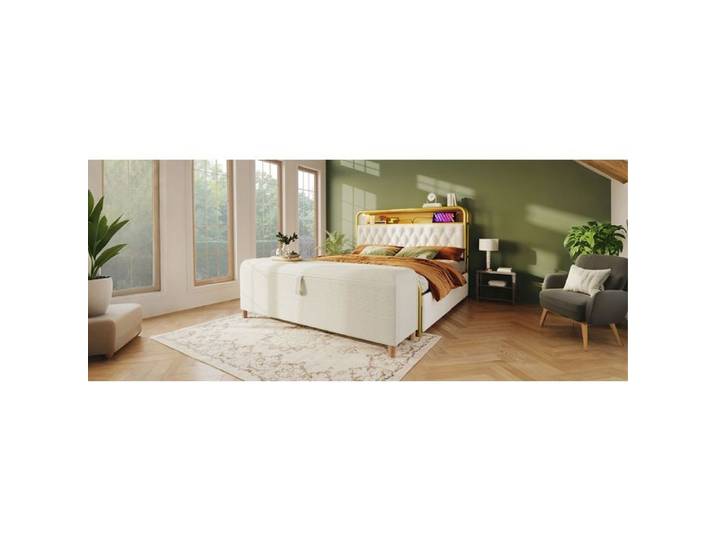 Banc de lit coffre 165 cm beige