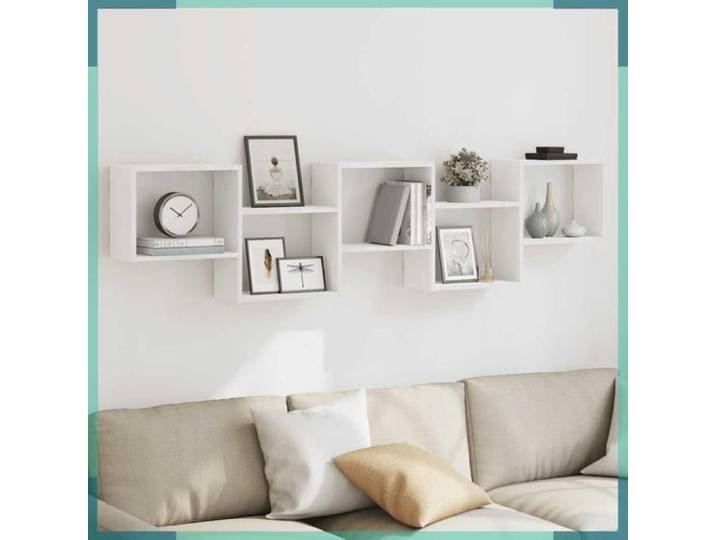 Étagère cube murale - Modèle 859995 - 5 compartiments - Blanc - Bois d'ingénierie