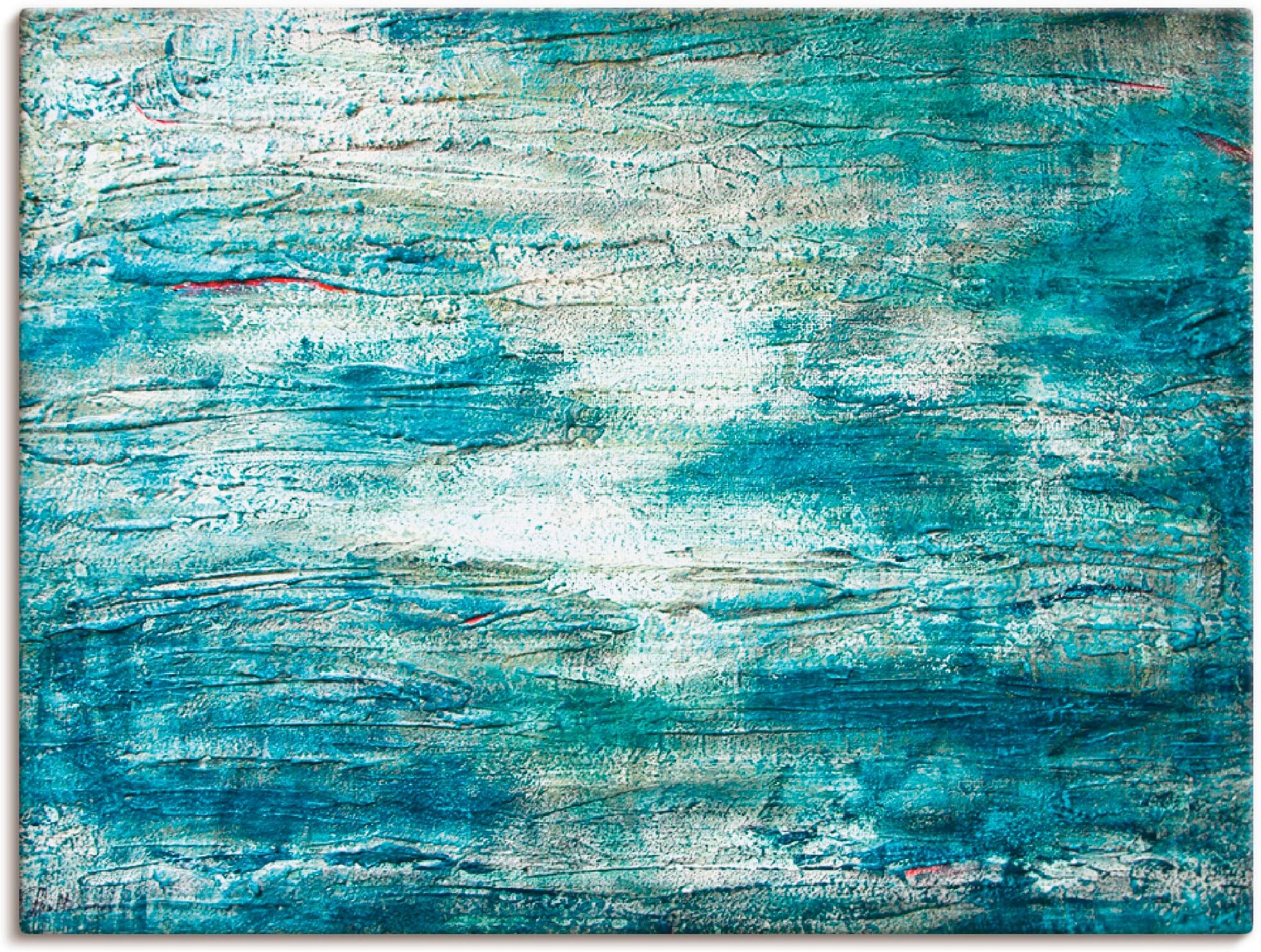 Leinwandbild ARTLAND "abstrakte Malerei Aquarell", blau (farbe bild(er): blau), B:80cm H:60cm, Bilder, Leinwandbild, auf Holzrahmen gespannt farbe bild(er): blau B/H/T: 80cm x 60cm, Leinwandbild Gegenstandslos Querformat, 1 Stk.