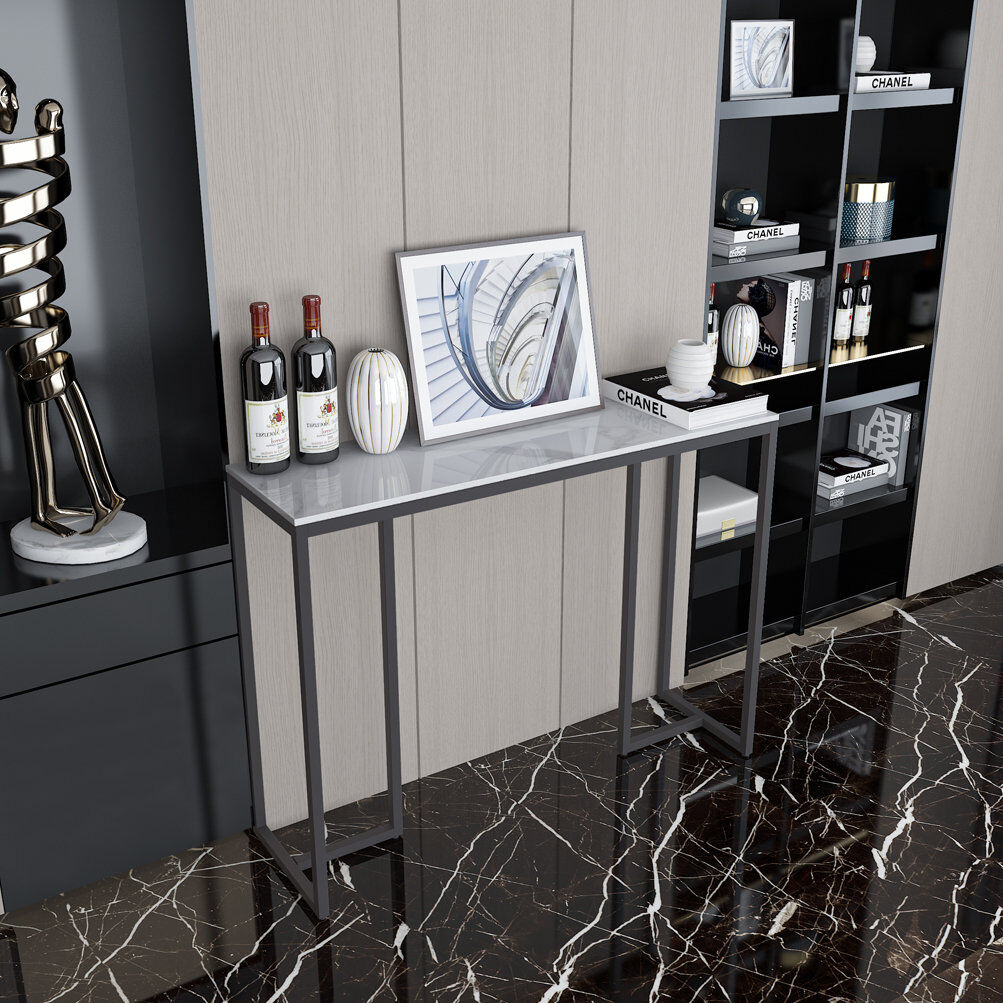 Ivy Bronx Dali Marble Top Console Table White Marble 199.39cm H X 254cm W X 76.2cm D