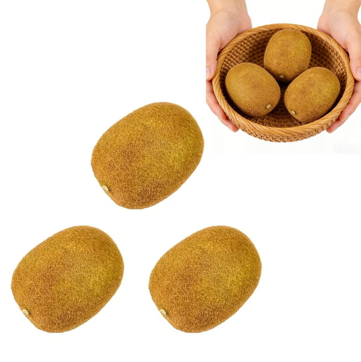 Set van 3 realistische kunstkiwi's voor decoratie