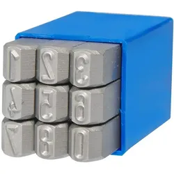 BETA, Werkzeugkoffer, GRAVUREM-S Standard Schlagzahlen, Schlagstempel, Prägestempel, Einschlagzahlen - Zahlen 0-9 / 12mm (9 Teile)